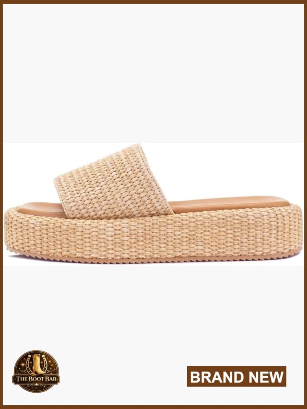 Women's Raffia Platform Espadrille Sandals, Woven Straw Beach Slides, Memory